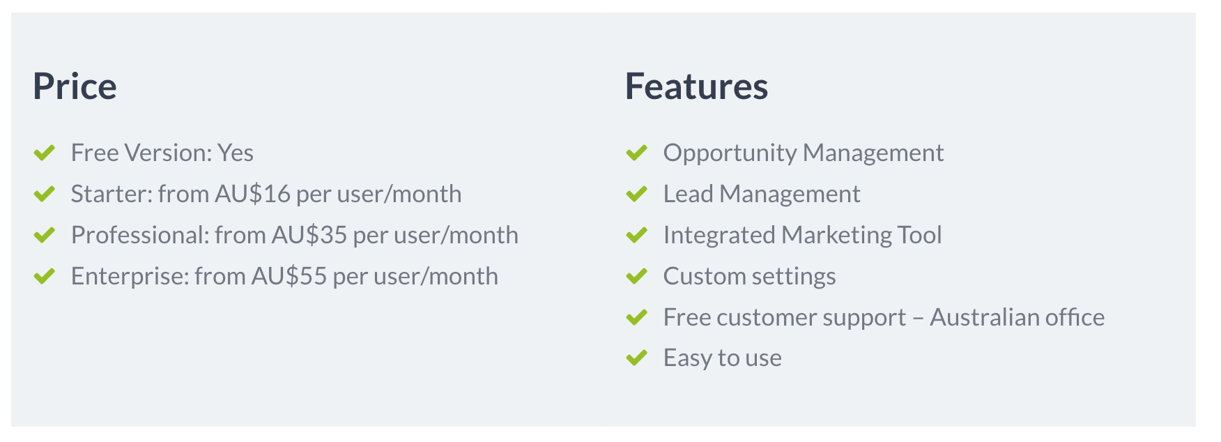 rss price features